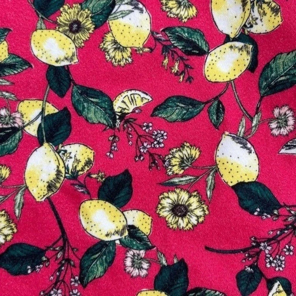 Tinsel Lemon Fruit Floral Print Shorts‎ Womens 1X High Rise Summer Pockets Chic